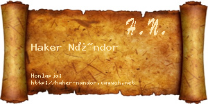 Haker Nándor névjegykártya